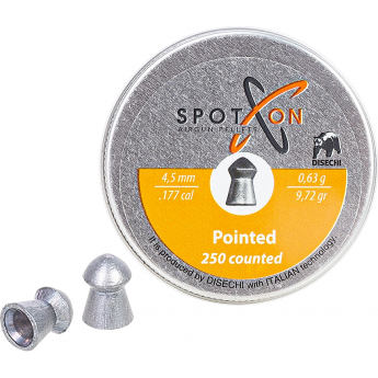Пуля пневматическая SPOTON POINTED 4,5мм, 0,63гр. (250 шт) Пуля пневматическая SPOTON POINTED 4,5мм, 0,63гр. (250 шт)